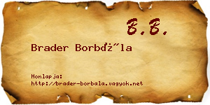 Brader Borbála névjegykártya